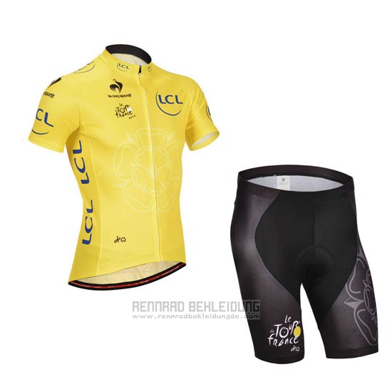 2014 Fahrradbekleidung Tour de France Gelb Trikot Kurzarm und Tragerhose - zum Schließen ins Bild klicken